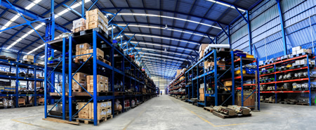 Distribution center warehouse interior.